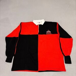 Barbarian Mens Rugby Shirt XL Red Black Colorblock Casual Preppy Fall NWT Canada